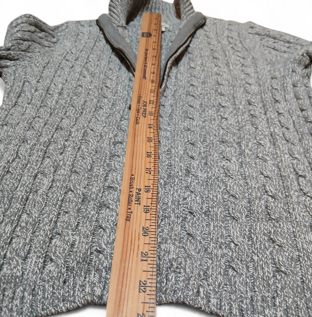 L.L. Bean Women's Size Medium Full Front Zipper 100% Cotton Gray Sweater - Picture 7 of 8